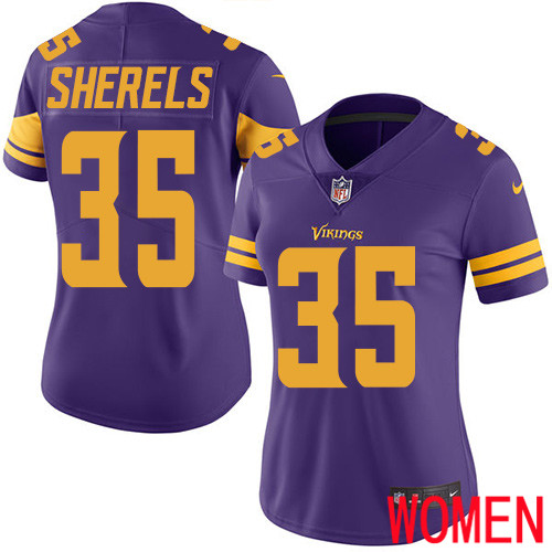 Minnesota Vikings #35 Limited Marcus Sherels Purple Nike NFL Women Jersey Rush Vapor Untouchable